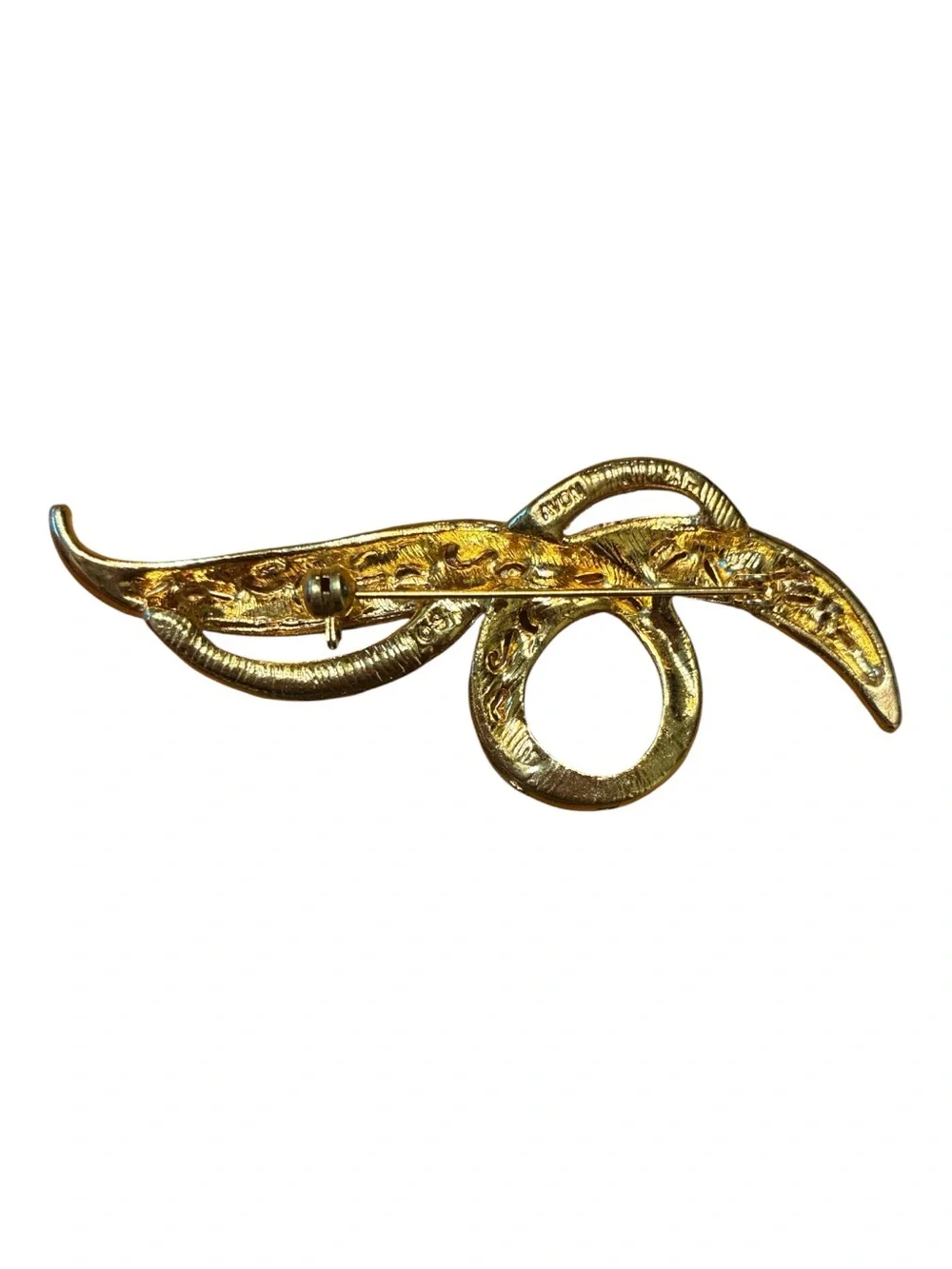 Avon Two Tone Elegant Crystal Swirl Brooch